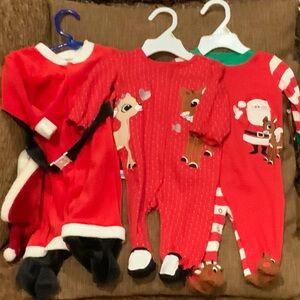 Baby Christmas outfits 2 size 3month and one 6 month.